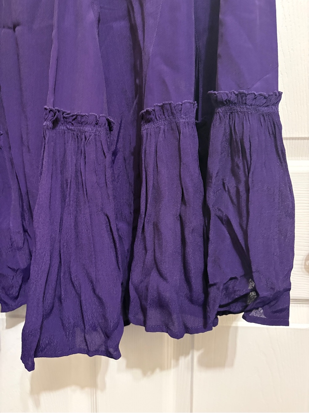 Coldwater Creek Deep Purple Flowy Maxi Skirt Ruffle Godet Gypsy NWT - Picture 9 of 11